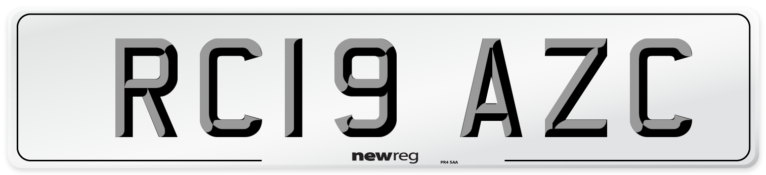 RC19 AZC Number Plate from New Reg
